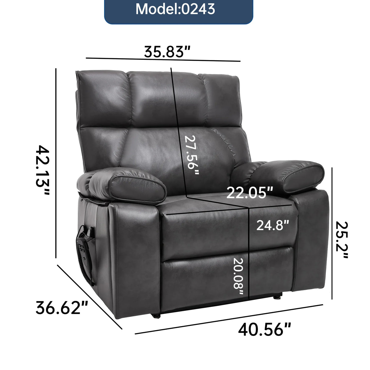 Medium-Firm Faux Leather Power Lift Massage Recliner Chair - Omega Lifestyles