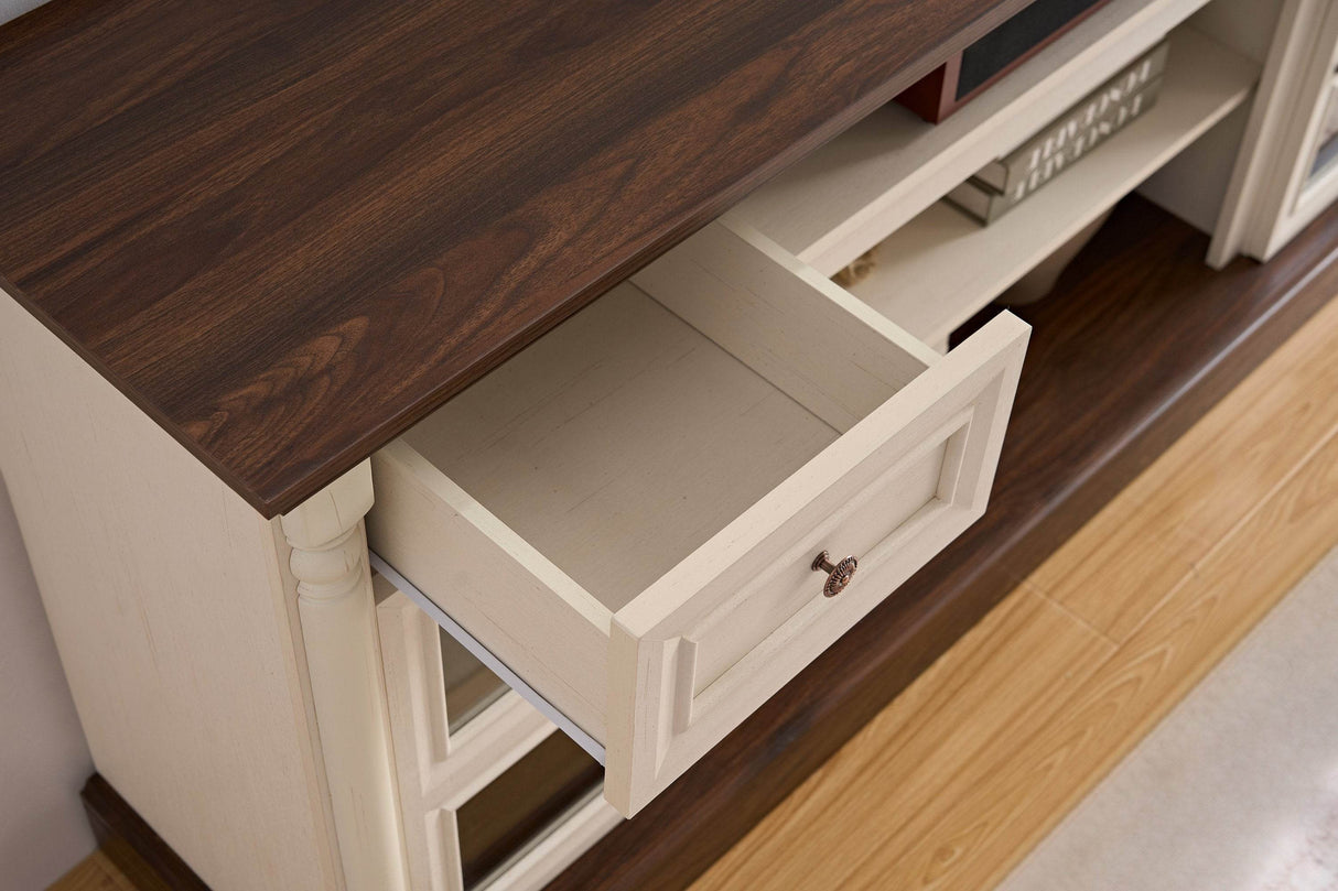 Farmhouse Fireplace TV Stand With LED Lighting - Sleep Galleria