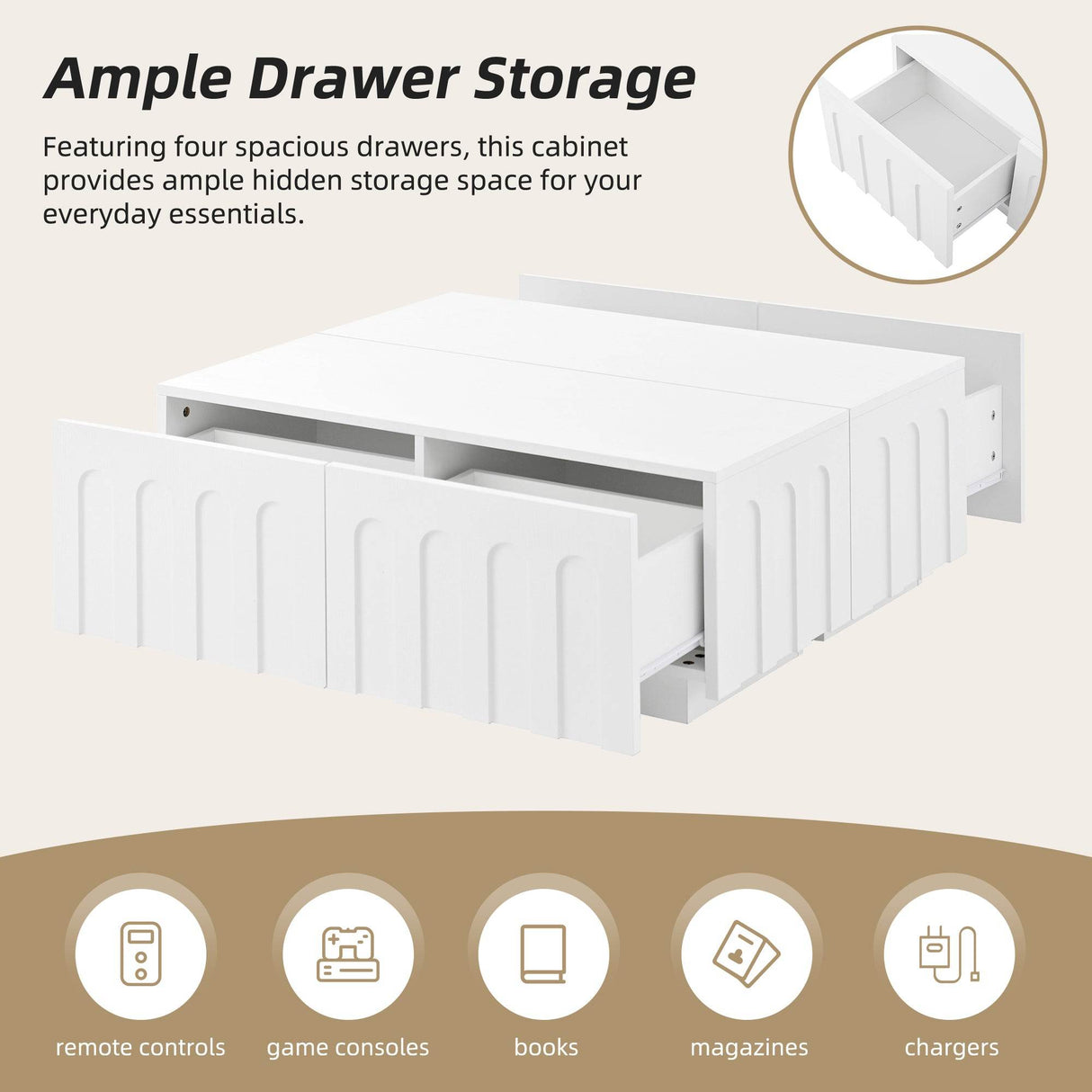 Elegant White MDF TV Stand And Coffee Table Set - Sleep Galleria