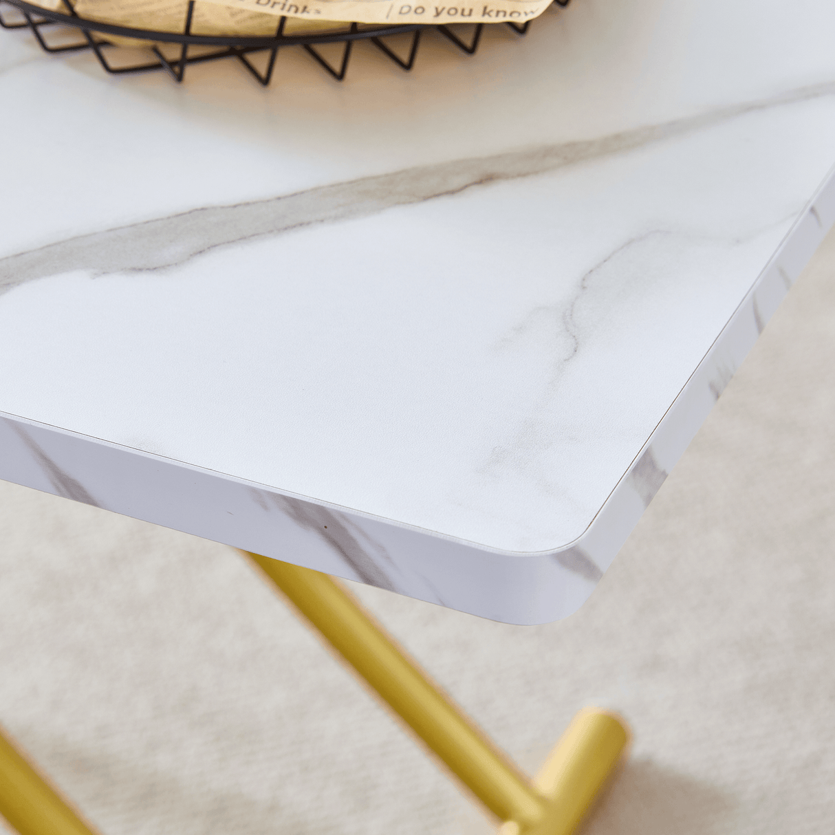 Multifunctional Adjustable Height White Gold Lift Table - Sleep Galleria