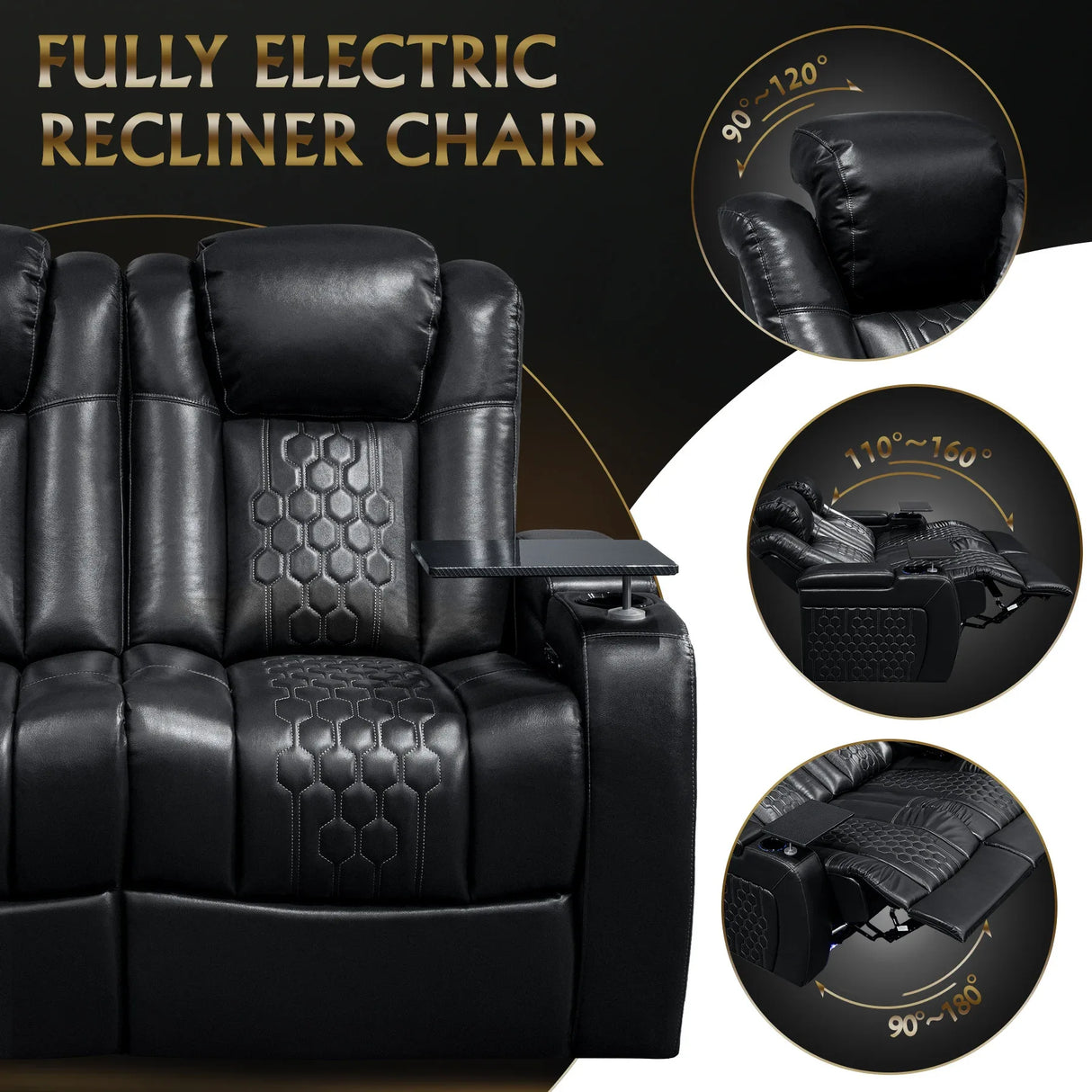 Top-Grain Nappa Leather Power Recliner With RGB Lighting - Omega Lifestyles