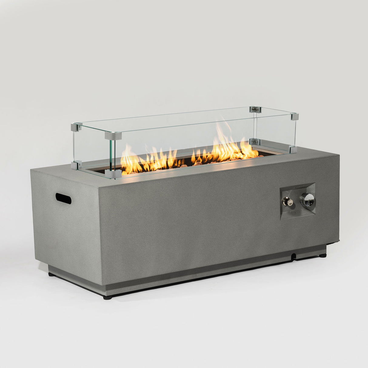 42-Inch Propane Steel Fire Pit Table With Windshield