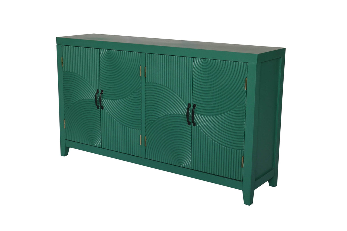 Vintage Green Accent MDF Cabinet With 4 Doors - Sleep Galleria