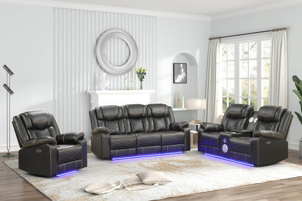 Modern Power Reclining Faux Leather Sofa With USB Ports - Omega Lifestyles