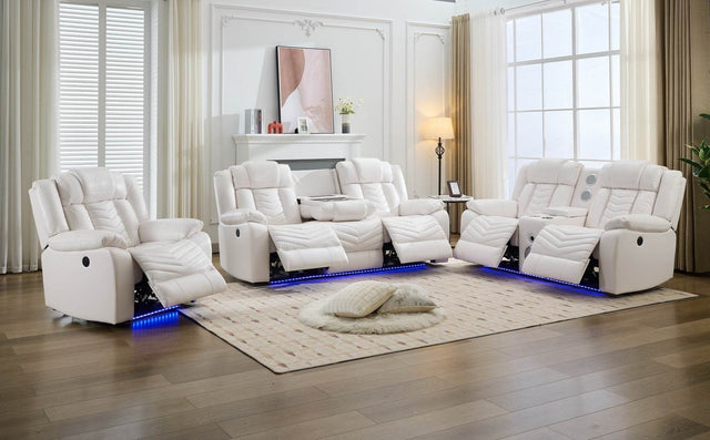 Technical Leather 6-Seat Power Reclining Sofa Set With USB Charger - Omega Lifestyles