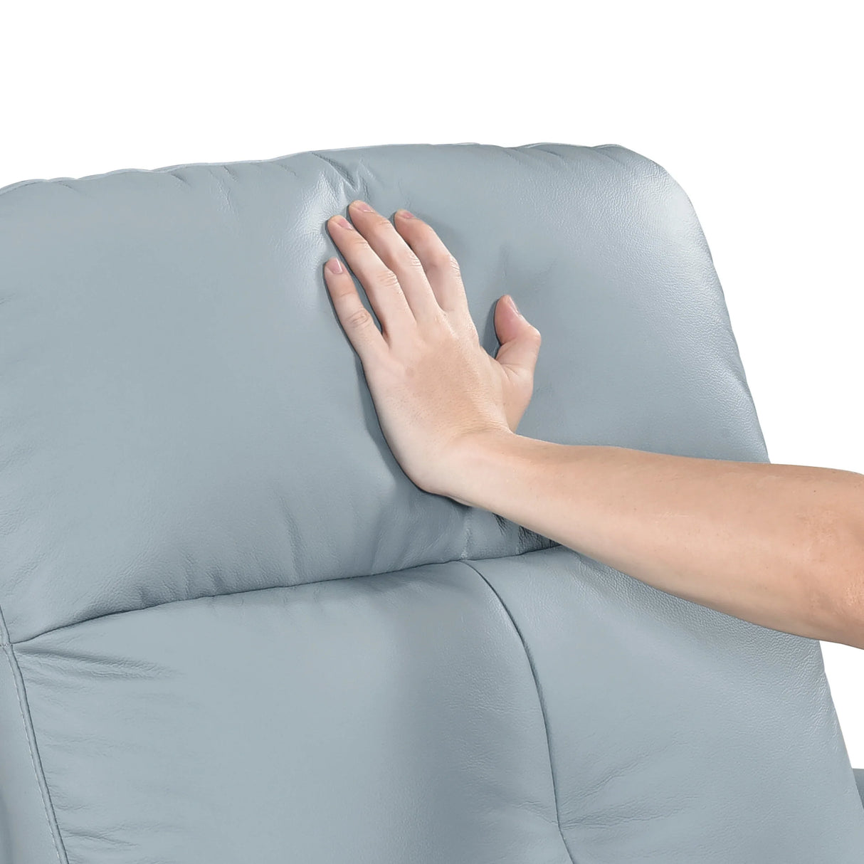 Blue Leather Upholstered Swivel Glider Reclining Chair - Omega Lifestyles