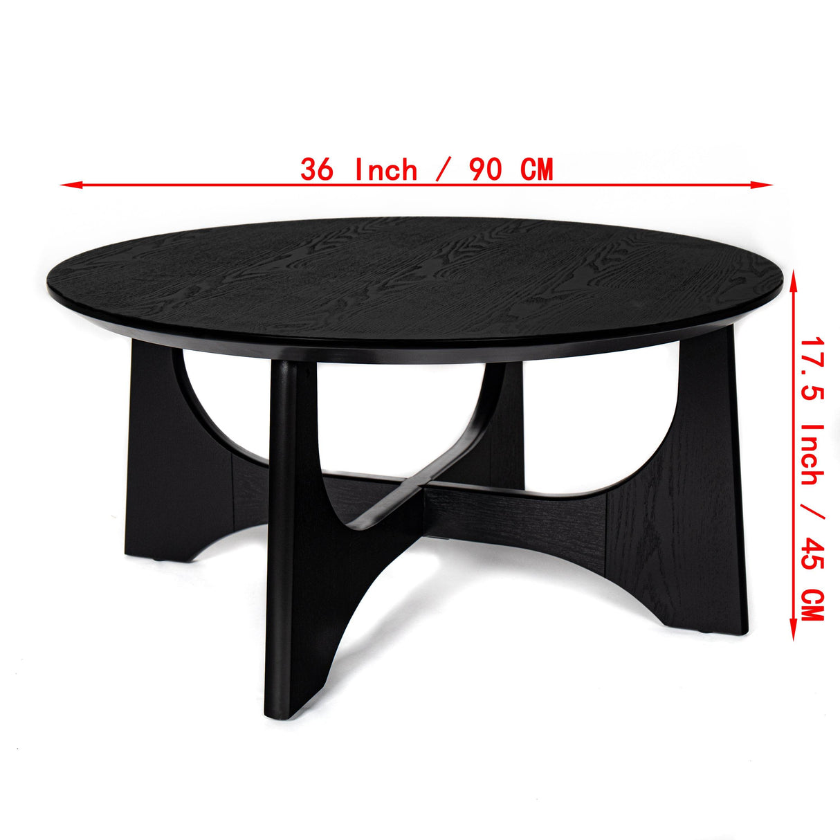 36-Inch Round Black Modern Wood Coffee Table - Sleep Galleria