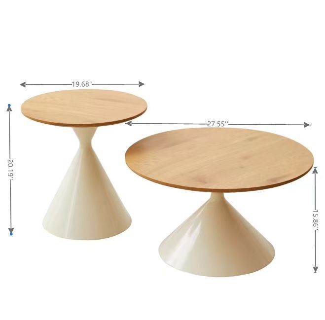 Round Brown White MDF And Metal Coffee Table Set - Sleep Galleria