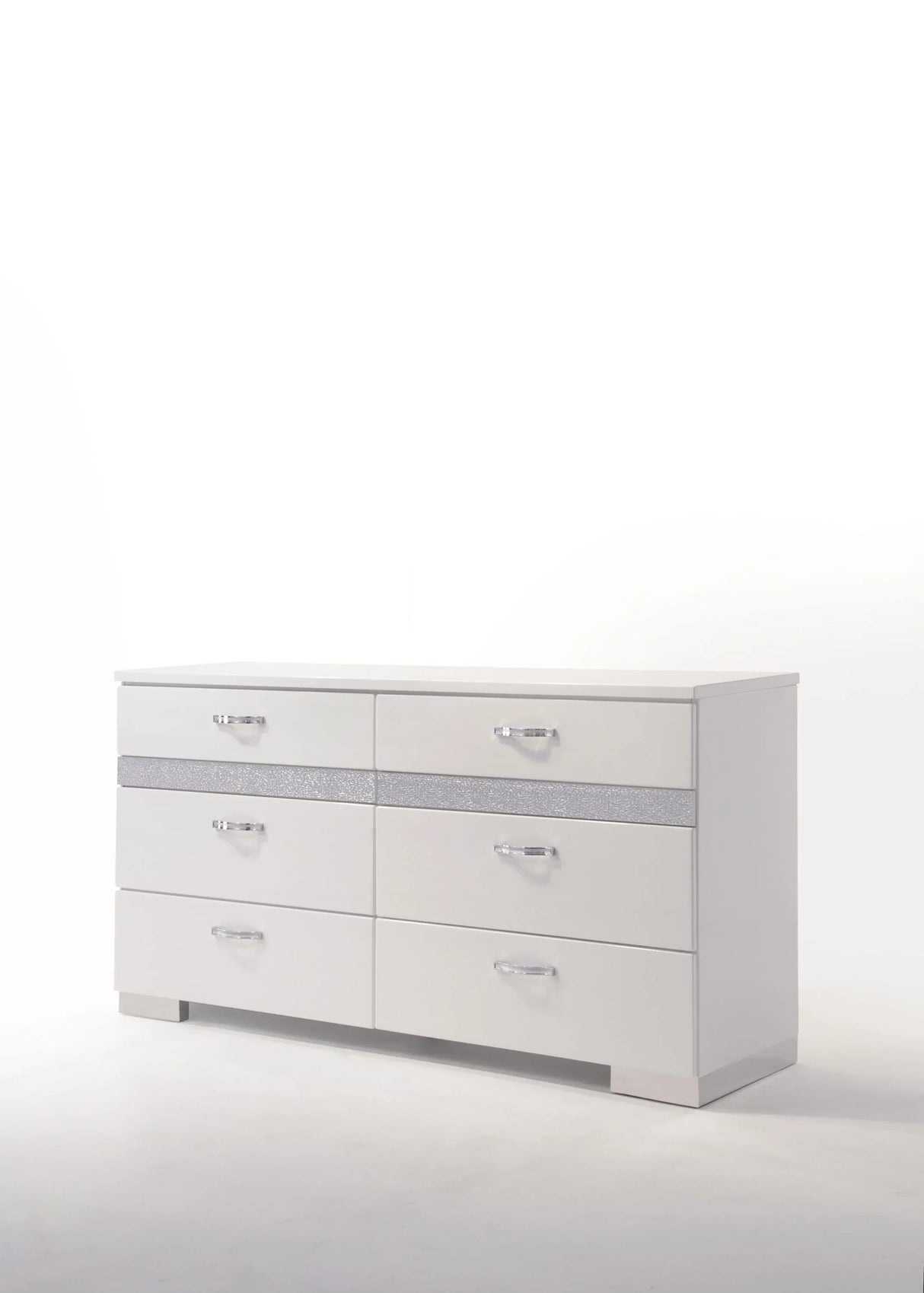 White Synthetic Wood Modern Six-Drawer Jewelry Organizer Dresser - Omega Lifestyles