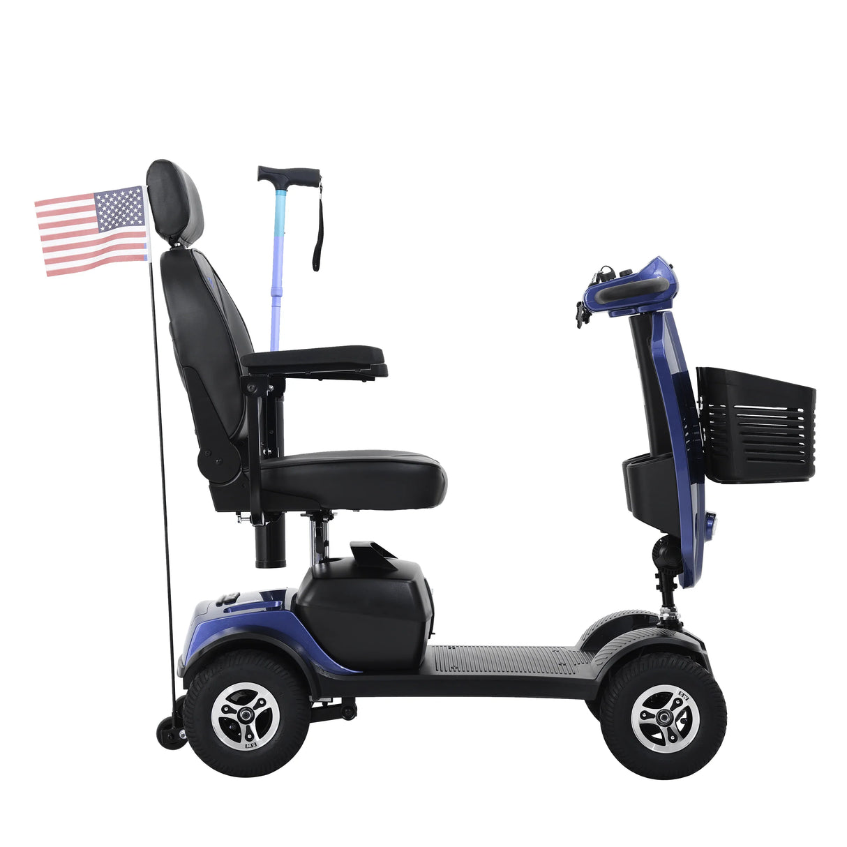 Outdoor Compact Blue 4-Wheel Mobility Scooter With USB Charger - Omega Lifestyles