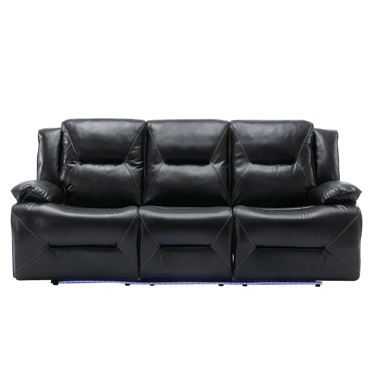 3-Seater Manual Recliner Chair Leather Gel With LED Lights - Omega Lifestyles