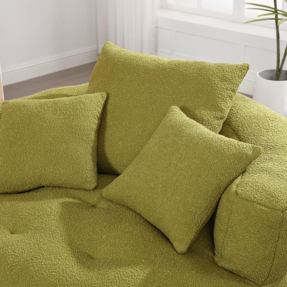 Modern Chenille Circular Sponge Sofa With Throw Pillows - Omega Lifestyles