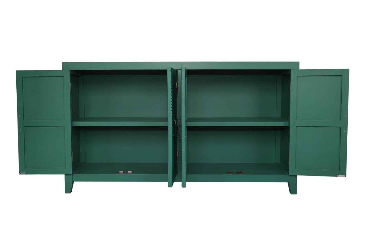 Vintage Green Accent MDF Cabinet With 4 Doors - Sleep Galleria