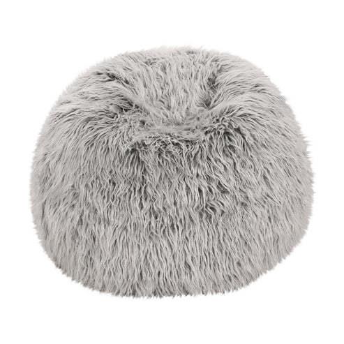 Silver Gray Faux Fur Modern Glam Bean Bag Chair - Omega Lifestyles