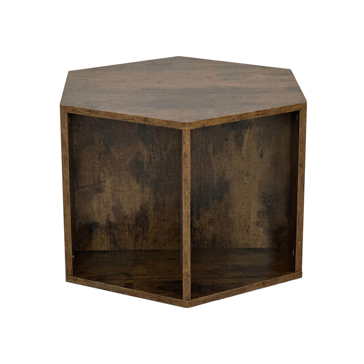 Hexagonal Antique Wood MDF Coffee Table Nightstand - Sleep Galleria