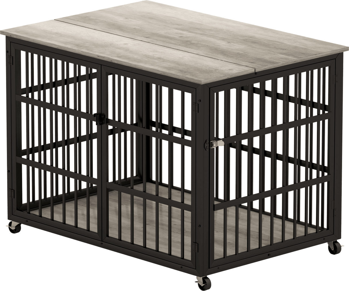 Rustic Brown Furniture Style Dog Crate With Wheels - Sleep Galleria