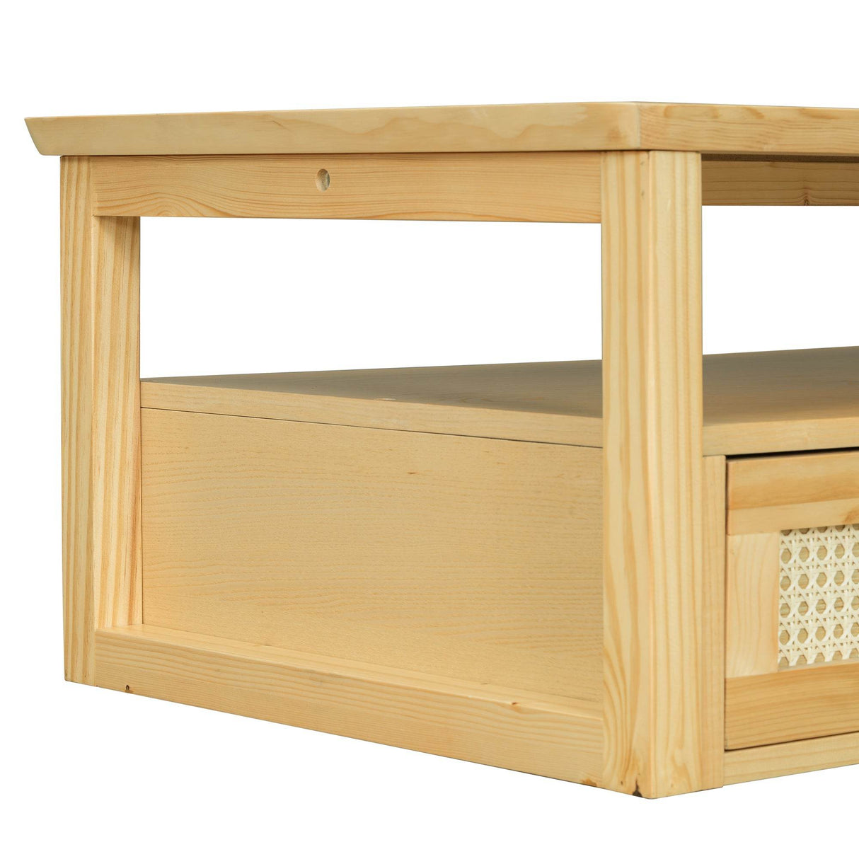 Modern Natural MDF Coffee Table With Rattan Drawer - Sleep Galleria