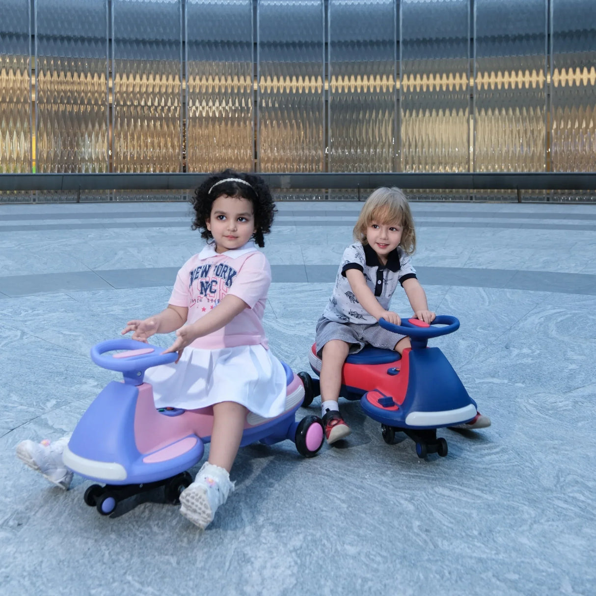 12V Kids Electric Ride-On Wiggle Car With Bluetooth Lights - Omega Lifestyles