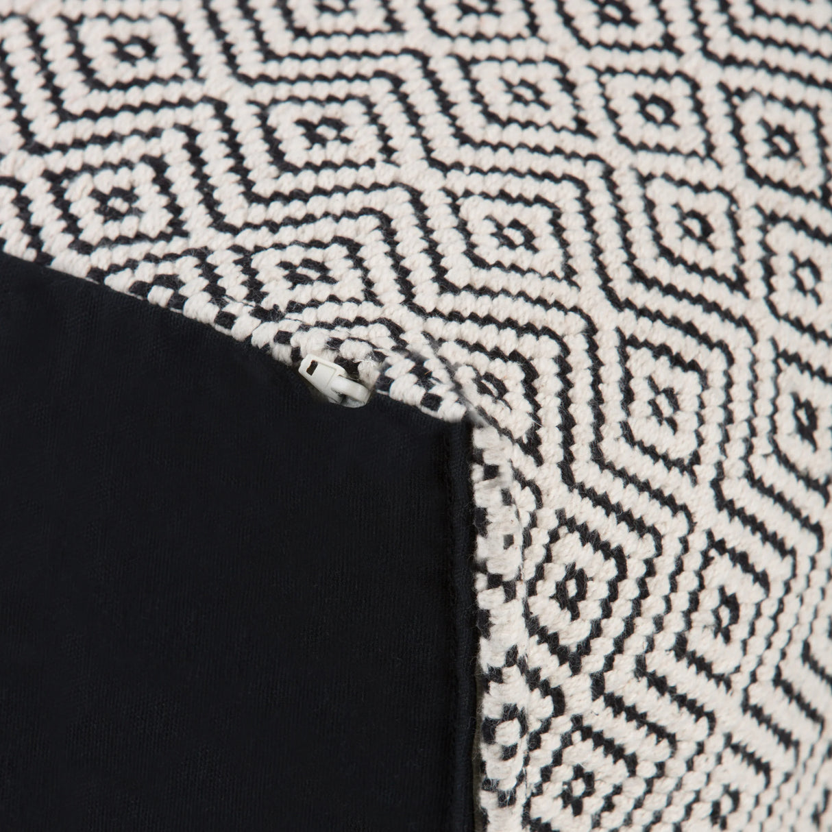 Black Patterned Upholstered Fabric Square Pouf Seating Stool - Omega Lifestyles