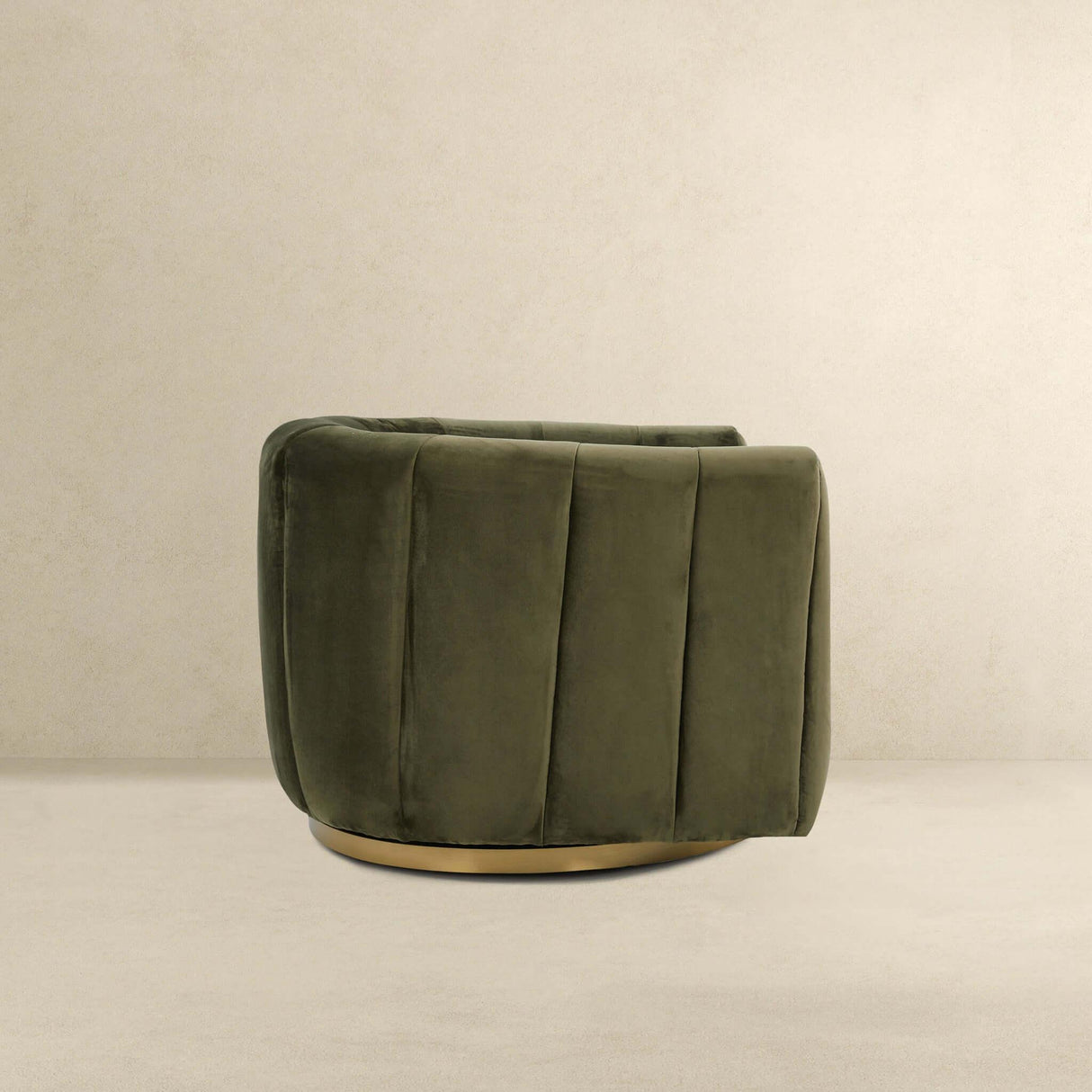 Green Velvet Gold-Plated Metal Swivel Accent Chair - Omega Lifestyles