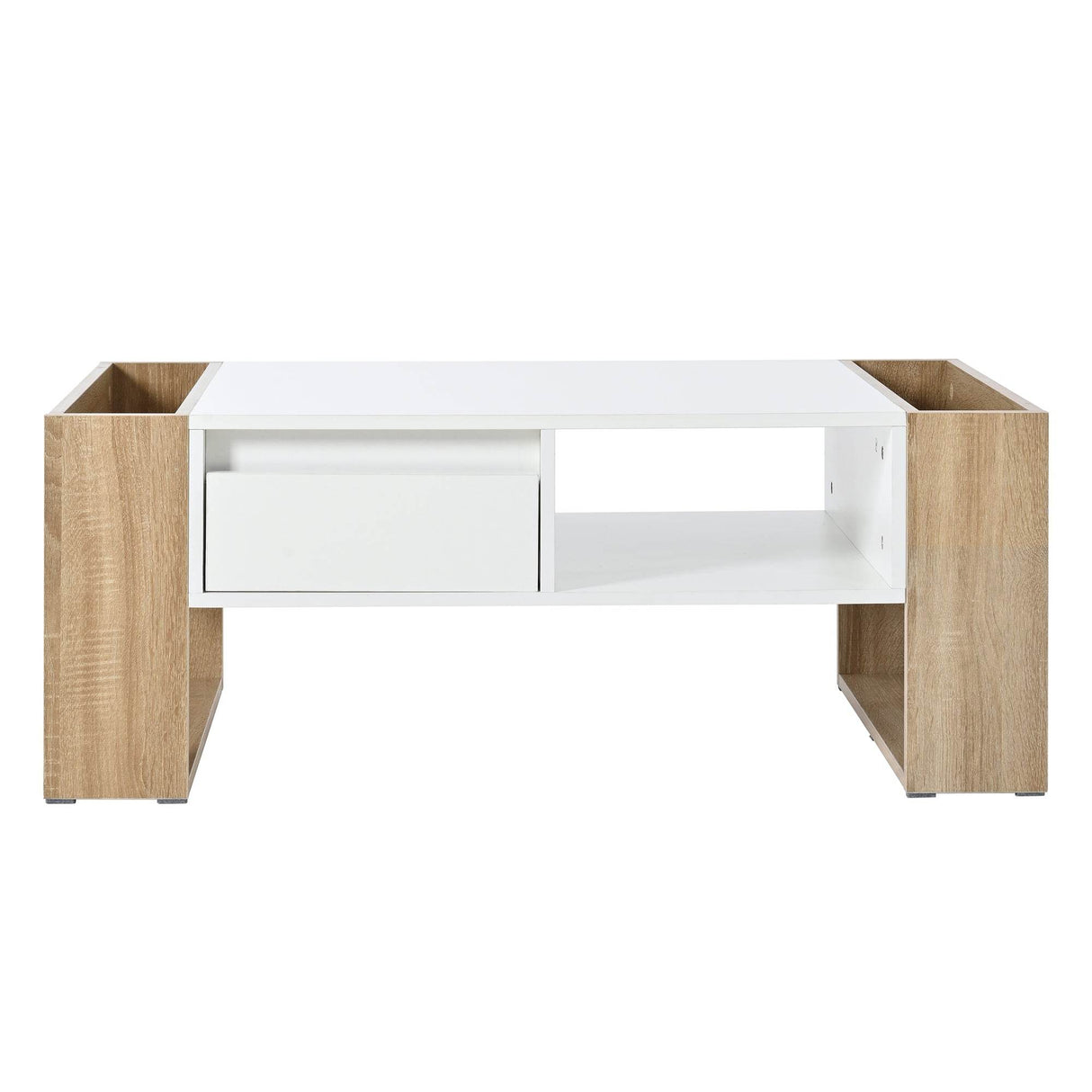 High Glossy White Coffee Table With Drawers - Sleep Galleria