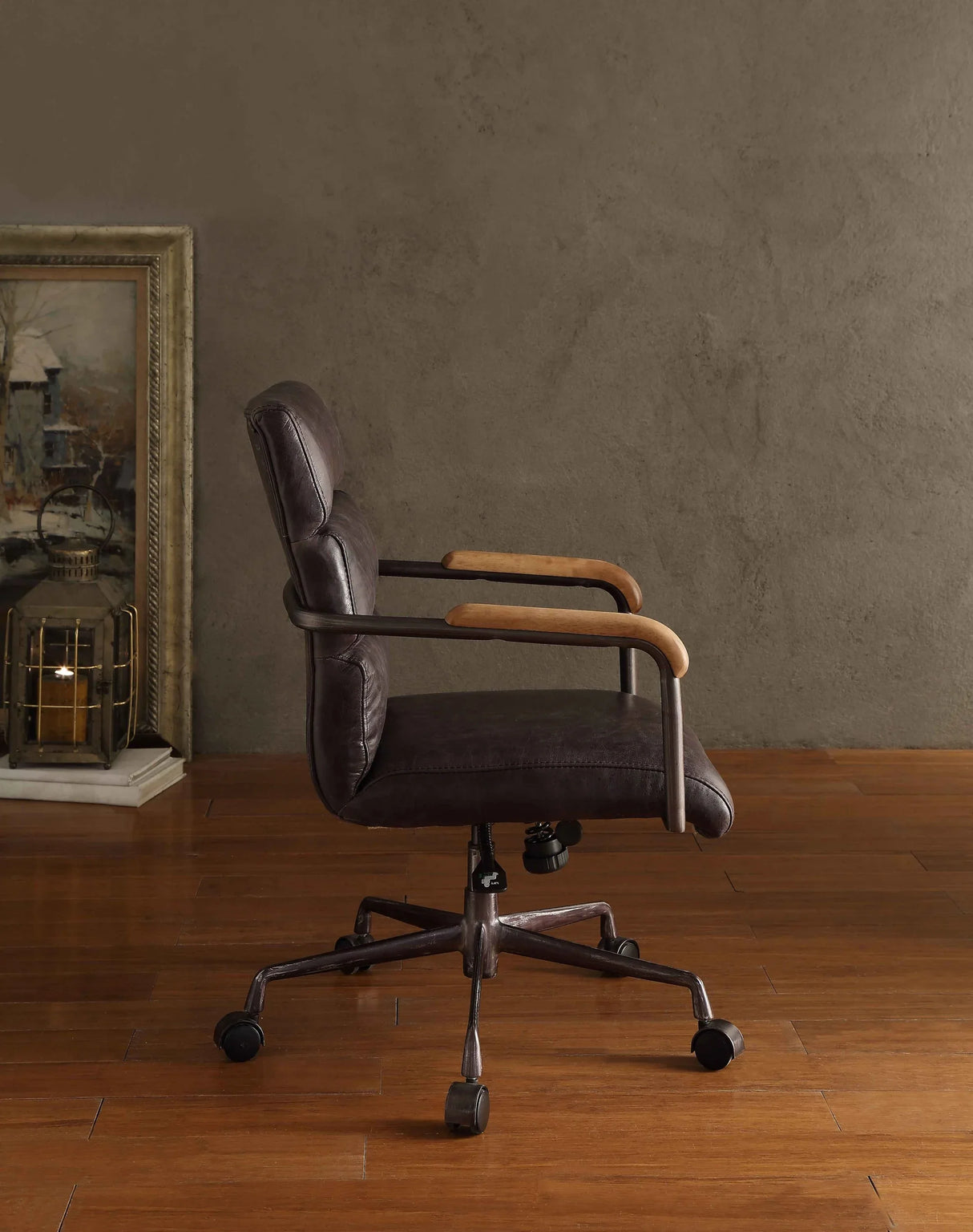 Top Grain Leather Executive Adjustable Office Chair Slate - Omega Lifestyles