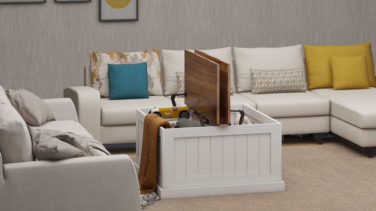 Farmhouse Style Square Coffee Table With Lift Top Storage - Sleep Galleria