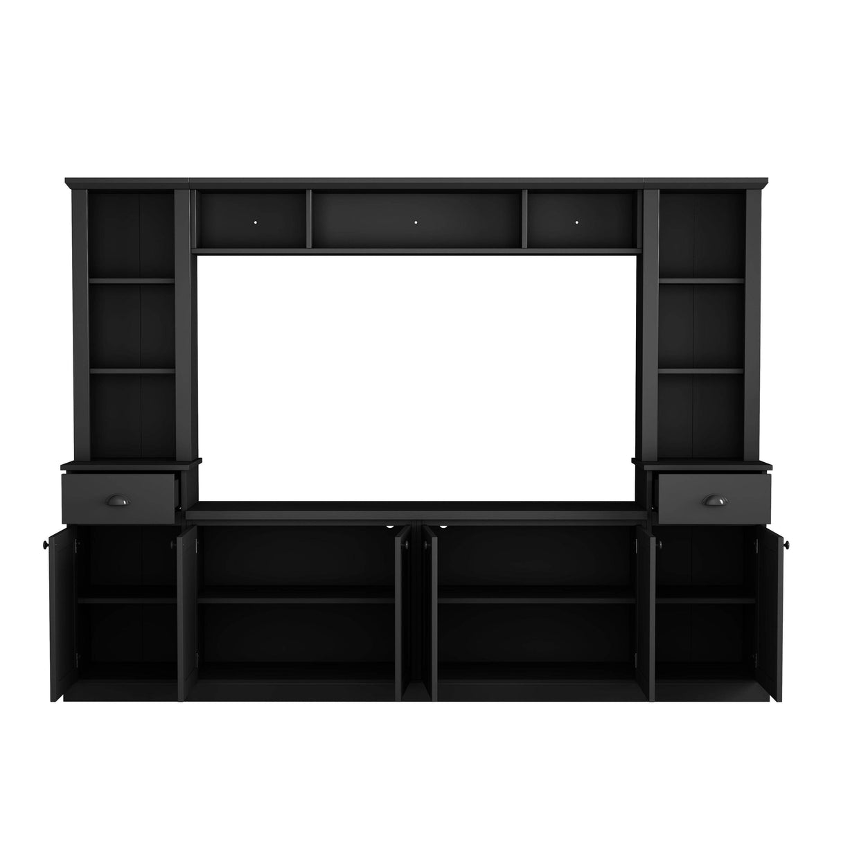 Adjustable Height Black Particle Board TV Stand Console - Sleep Galleria