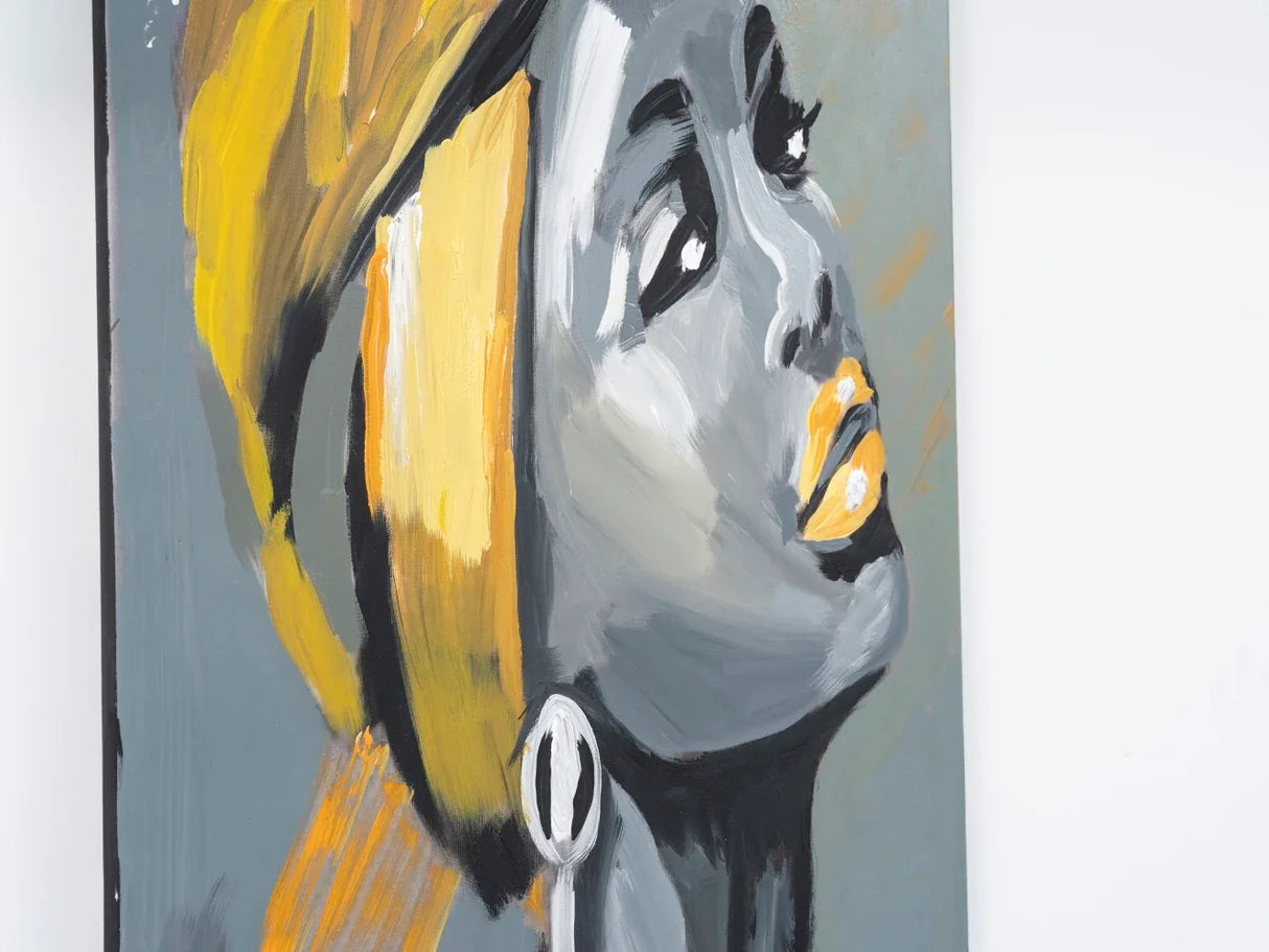 Oversized Grey Hand-Painted Canvas Wall Painting - Omega Lifestyles