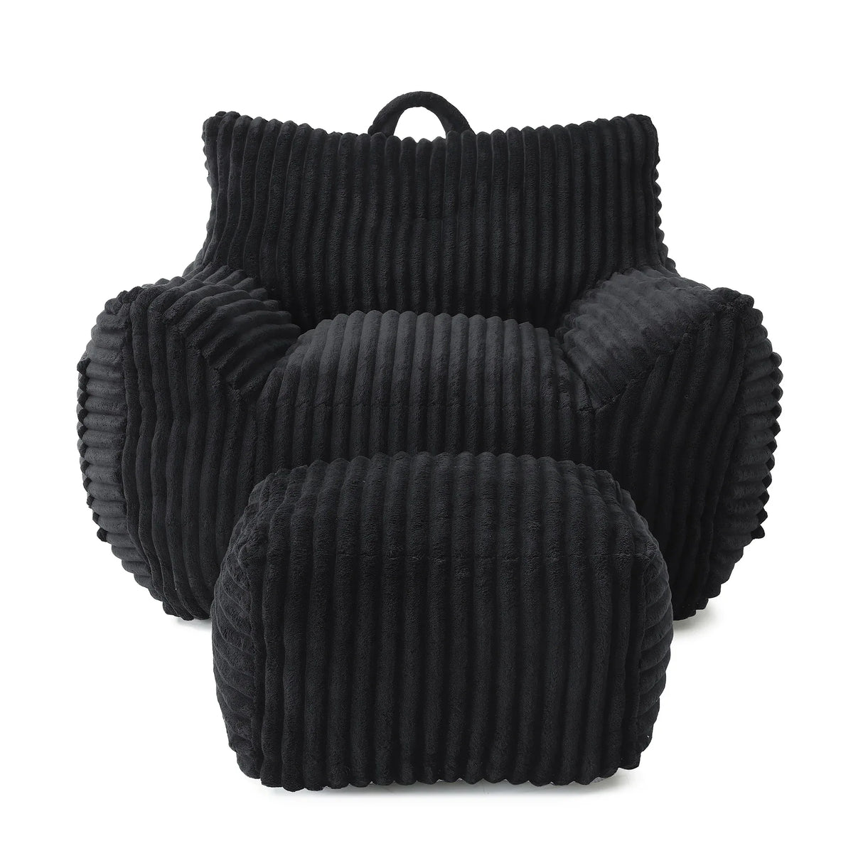 Medium-Soft Corduroy Bean Bag Chair With Footstool - Omega Lifestyles