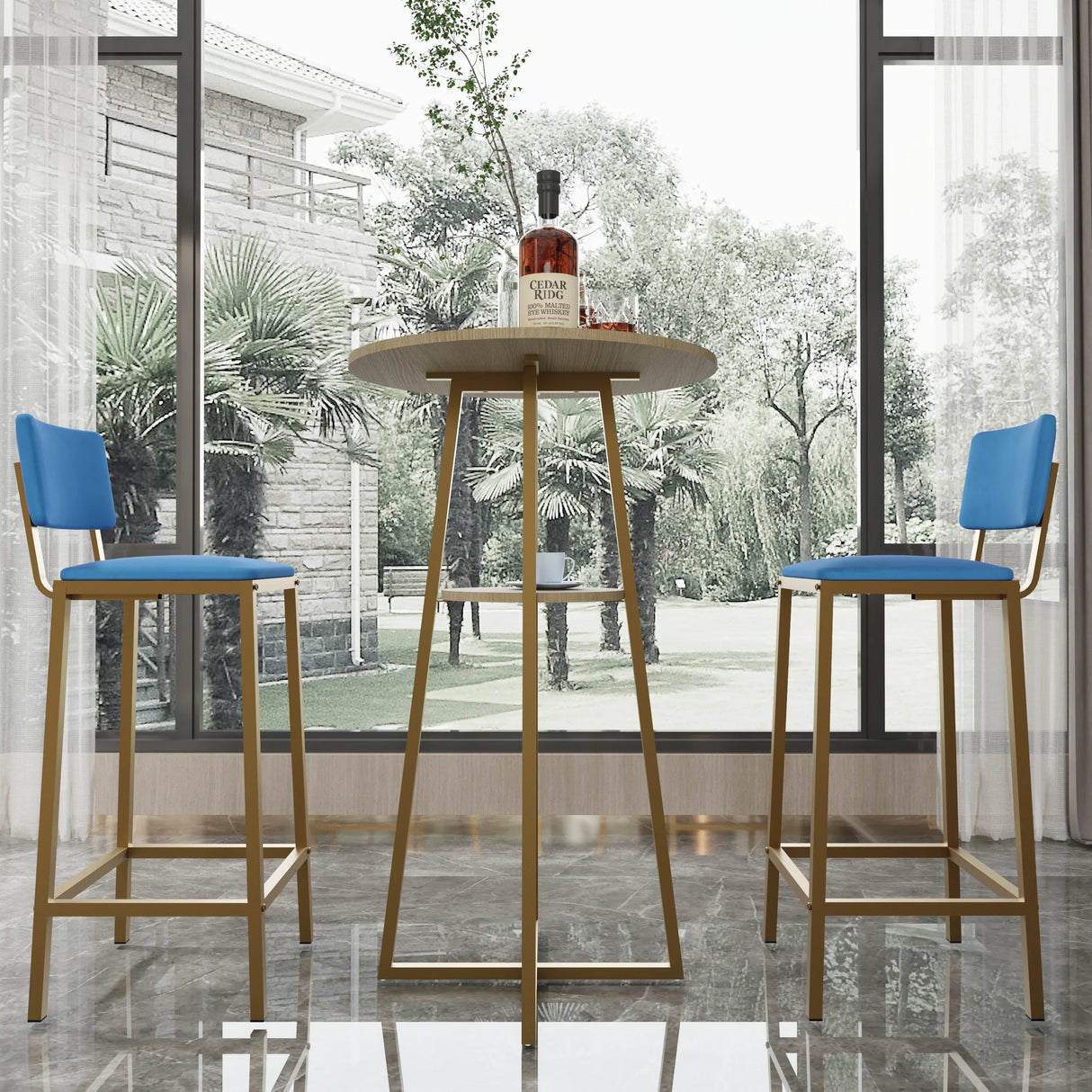 Three Piece Bar Table And Chairs Set With Storage - Omega Lifestyles