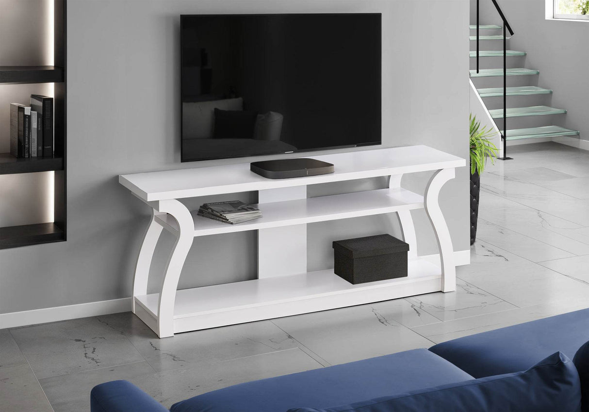 60-Inch White Contemporary Media Console TV Stand - Sleep Galleria