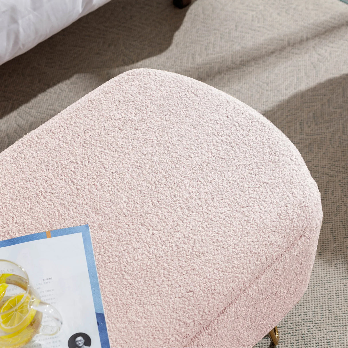 Pink Faux Fur Upholstered Storage Bench With Gold Legs - Omega Lifestyles