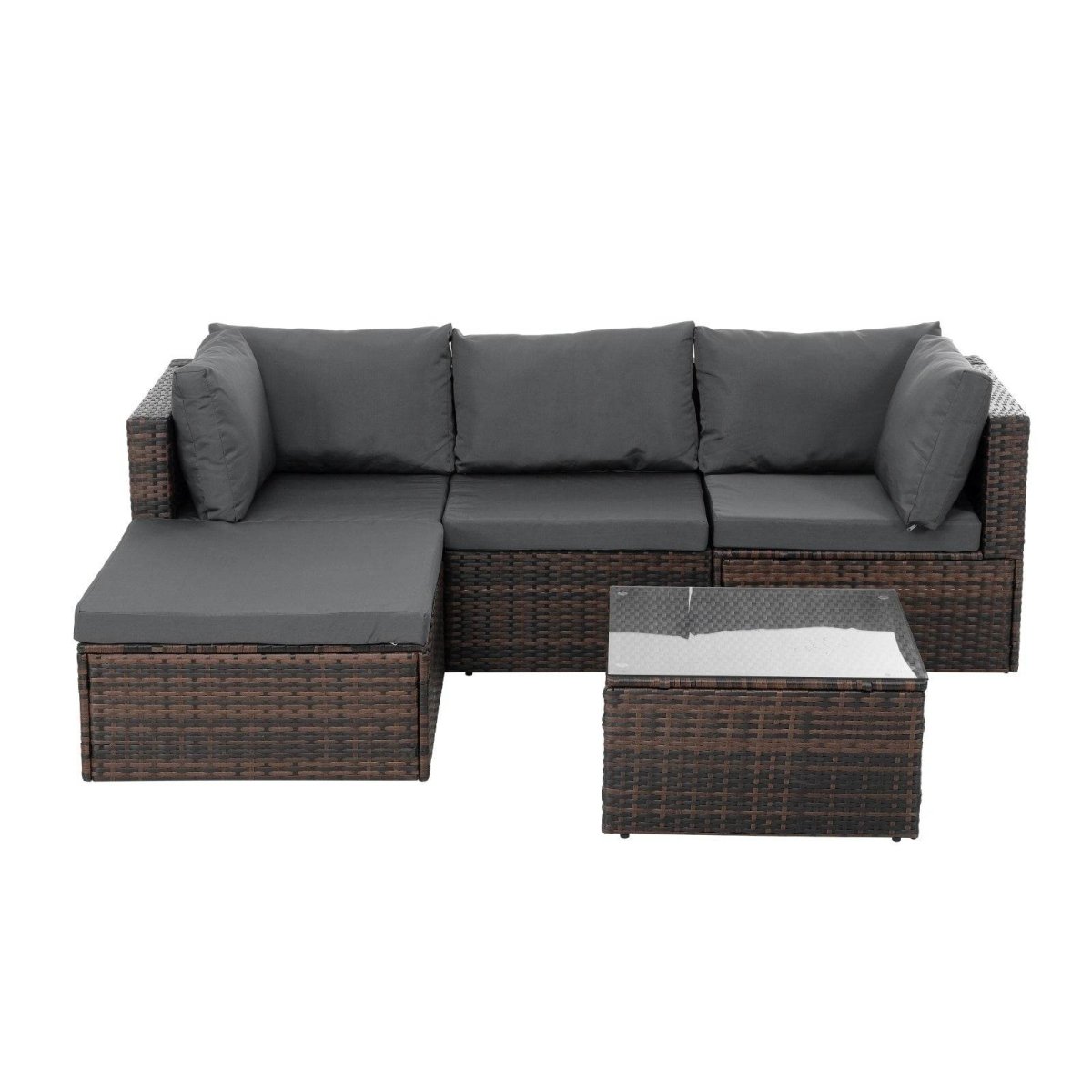 5-Piece Brown PE Rattan Outdoor Patio Furniture Set - Sleep Galleria