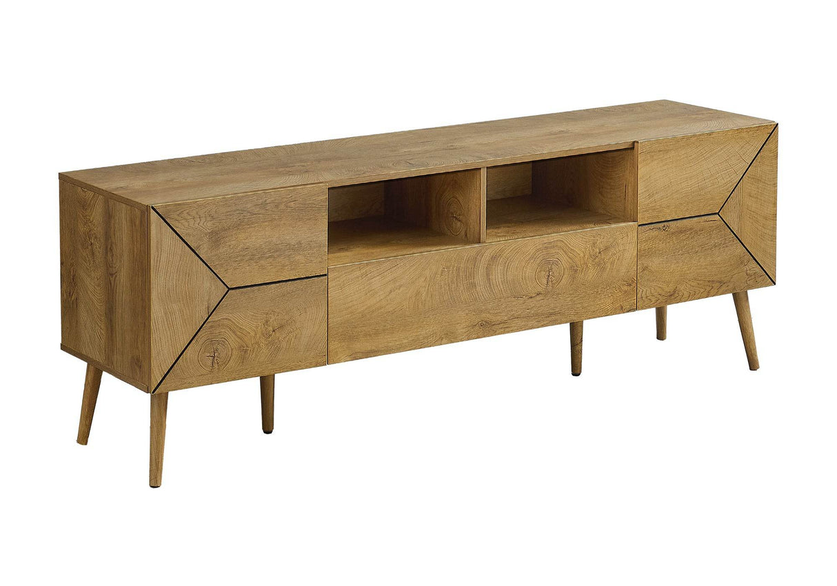 Mid Century Walnut Laminate 72-Inch TV Stand Console - Sleep Galleria