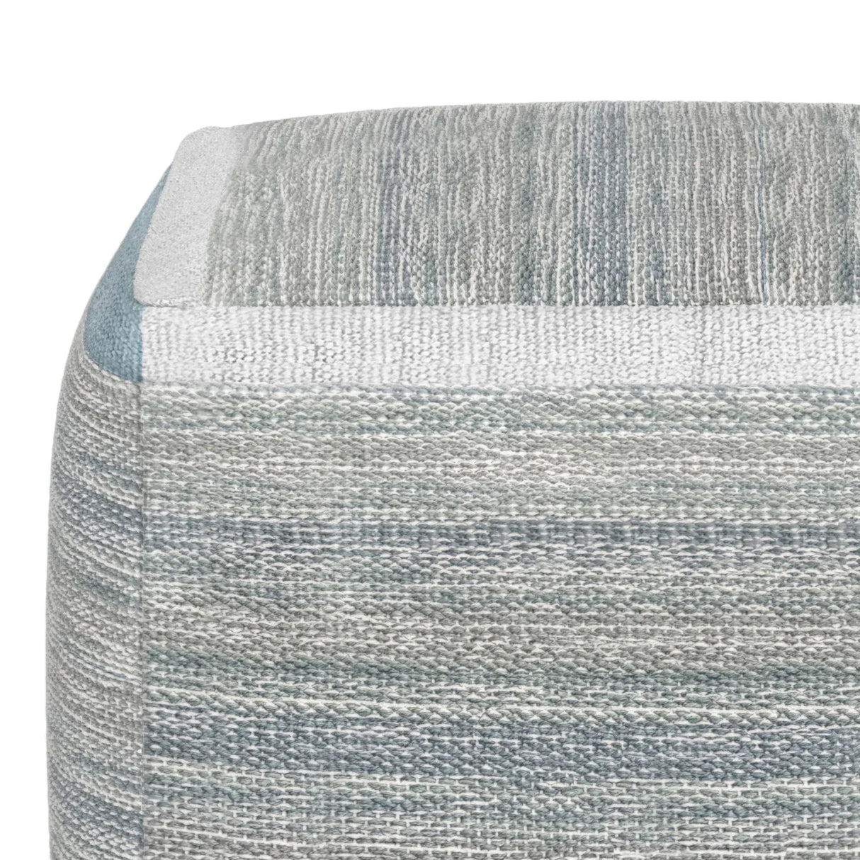 Blue Melange Upholstered Fabric Cube Pouf Ottoman - Omega Lifestyles