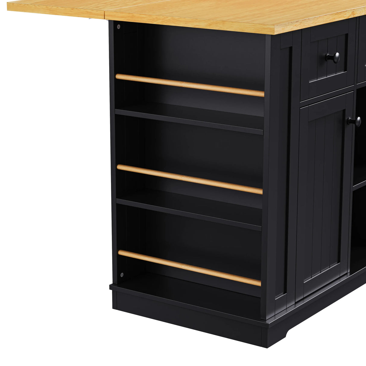 Large Kitchen Island Cart With Drop Leaf And Power Outlet - Omega Lifestyles