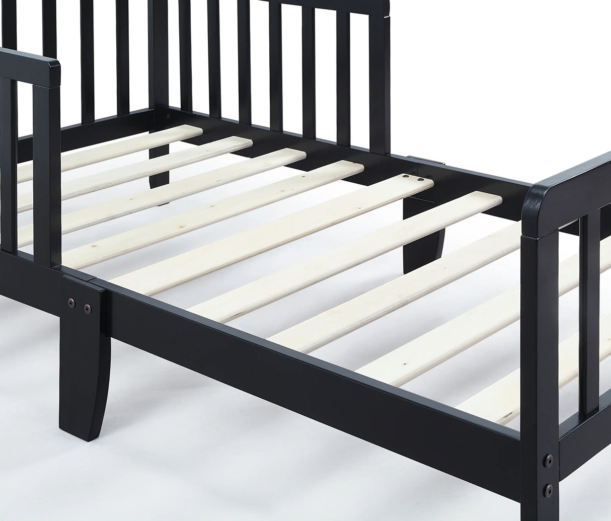 Solid Wood Black Toddler Bed With Safety Rails - Omega Lifestyles