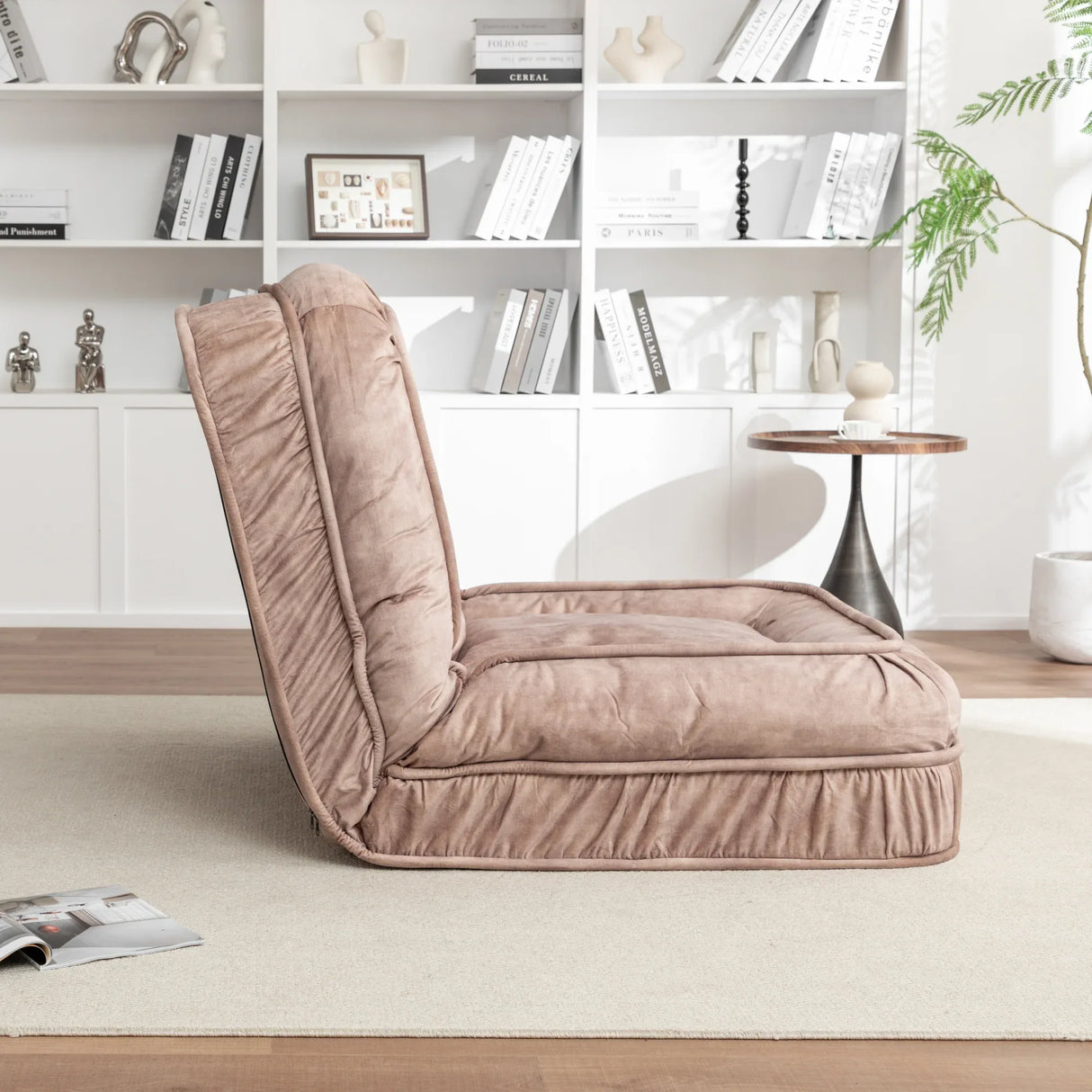 Adjustable Velvet Upholstered Massage Floor Sofa With Pillow - Omega Lifestyles