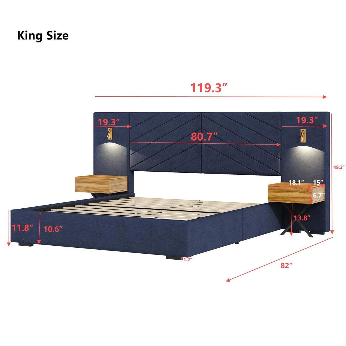 King Velvet Upholstered Bed Frame With LED Lights - Omega Lifestyles