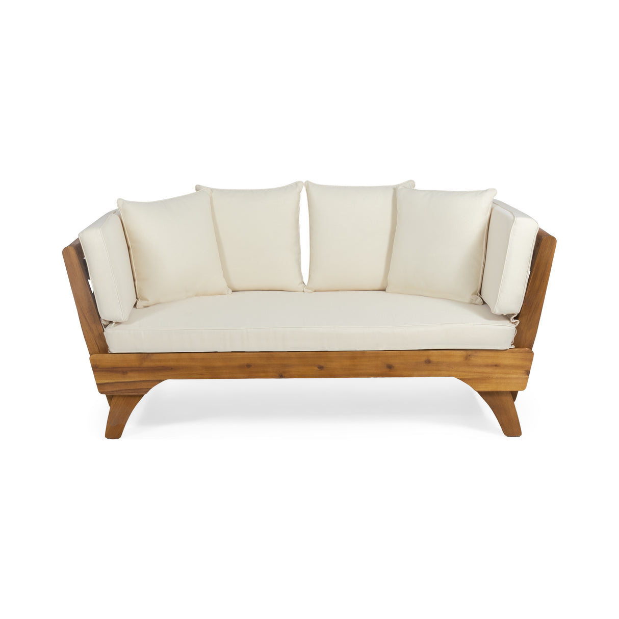 Expandable Acacia Wood Full Outdoor Daybed With Cushions