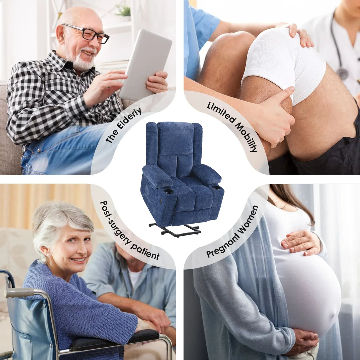 Power Lift Massage Heat Recliner Chair With USB Ports - Omega Lifestyles