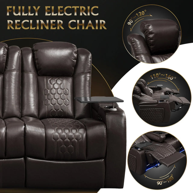 Genuine Leather Power Recliner With RGB LED Lighting - Omega Lifestyles