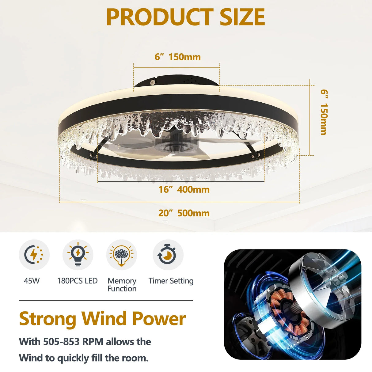 Modern 20-Inch LED Ceiling Fan Light With Remote Control - Omega Lifestyles