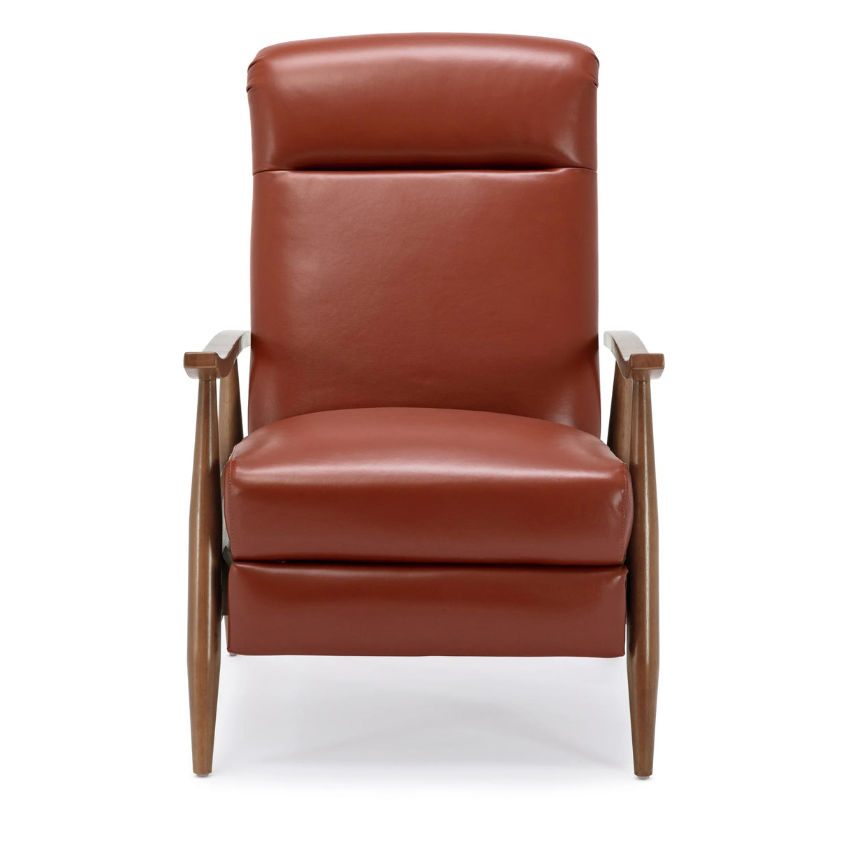 Medium-Firm Top Grain Leather Wood Arm Push Back Recliner - Omega Lifestyles