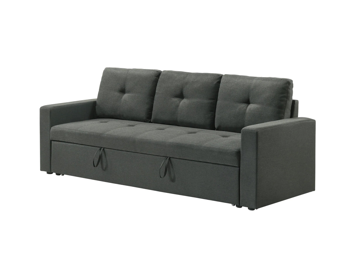 Burleigh Dark Gray Fabric 3-Seat Sleeper Sofa With Tufted Cushions - Omega Lifestyles