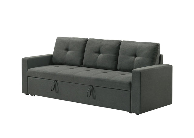 Burleigh Dark Gray Fabric 3-Seat Sleeper Sofa With Tufted Cushions - Omega Lifestyles