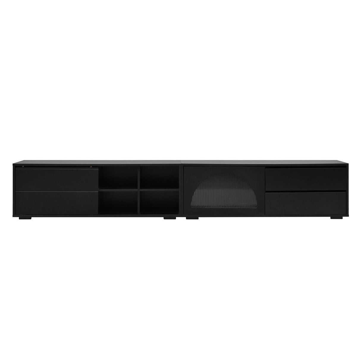 Modern Black TV Stand With LED Light And Storage - Sleep Galleria