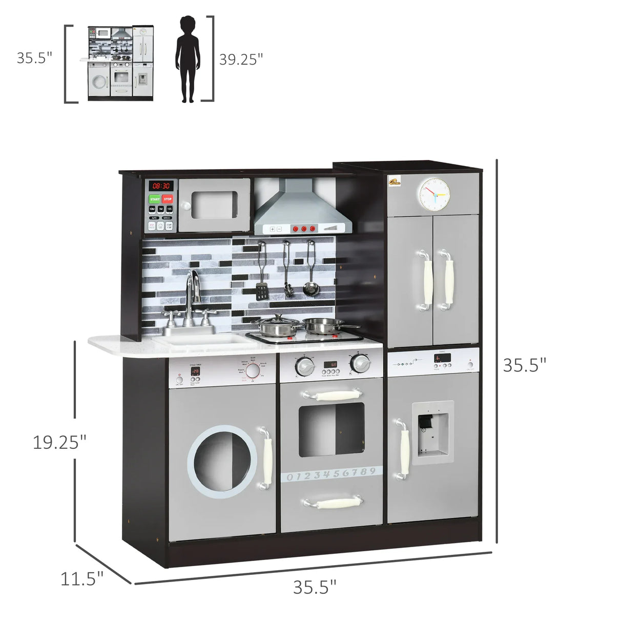 Kids Wooden Play Kitchen With Lights Sound Effects - Omega Lifestyles