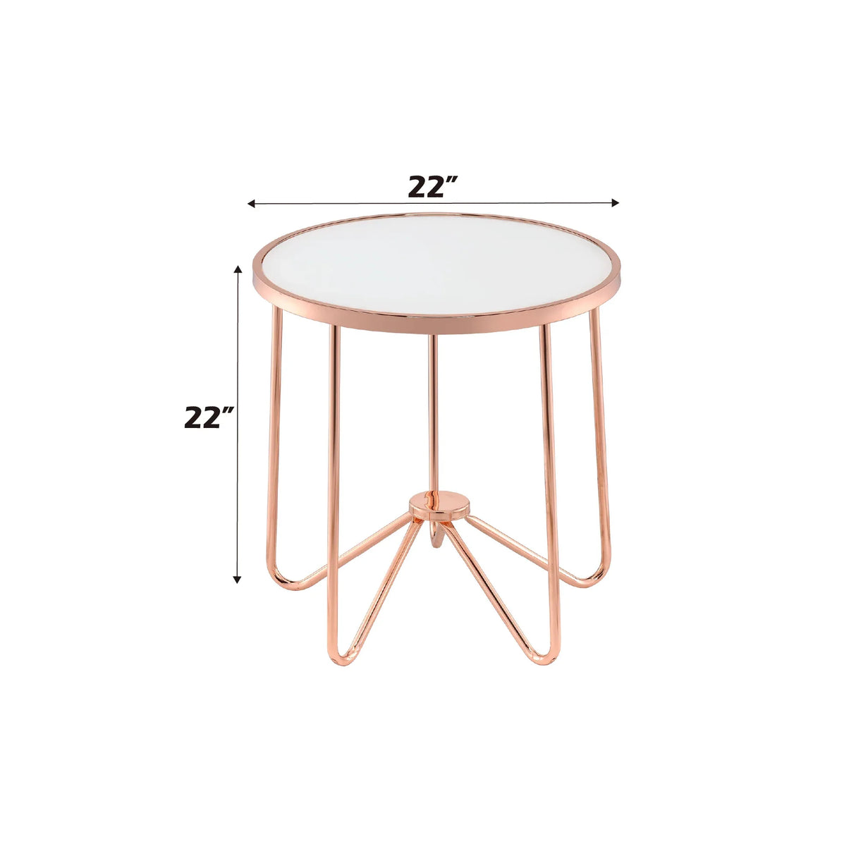 Frosted Glass Rose Gold Finish Round End Table - Omega Lifestyles